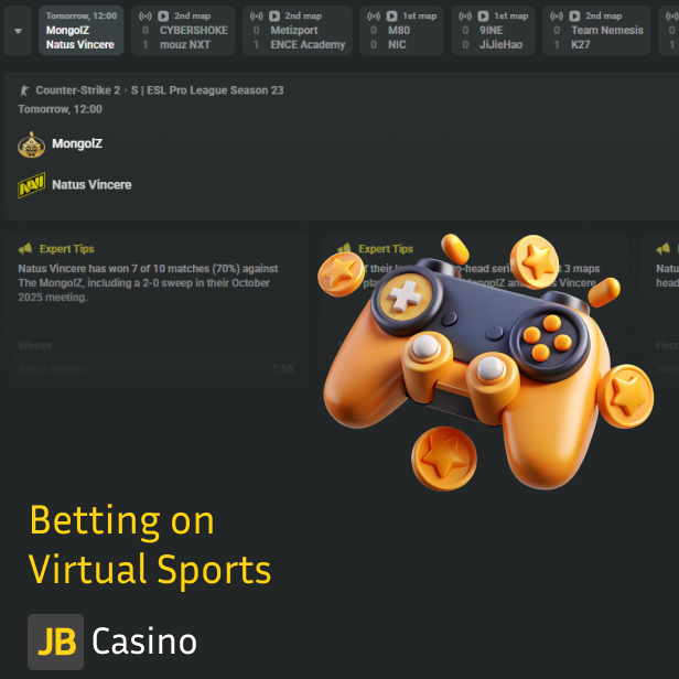 Bet on virtual football, horse racing and e-sports at JB Casino