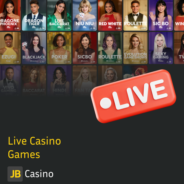 Try Live Blackjack, Live Roulette and other live games at JB Casino